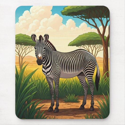 Zebra in Afrikaanse savanne Muismat (Voorkant)