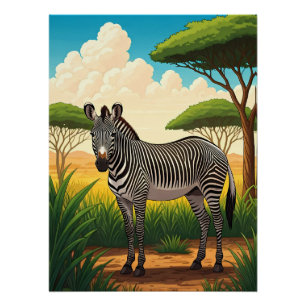 Zebra in Afrikaanse savanne Perfect Poster