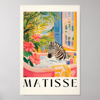 Zebra in bad Grappig Poster, badkamer Wall Art, Poster