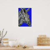 zebra in blauw - poster (Keuken)