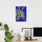 zebra in blauw - poster (Thuiskantoor)
