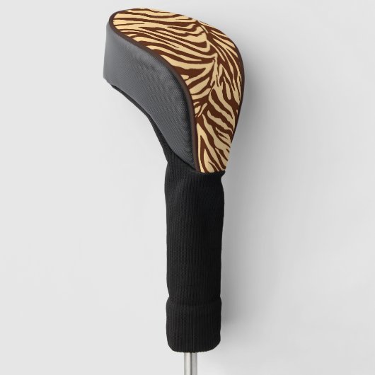 zebra in bruine streep dierenprint golfheadcover (Schuin)