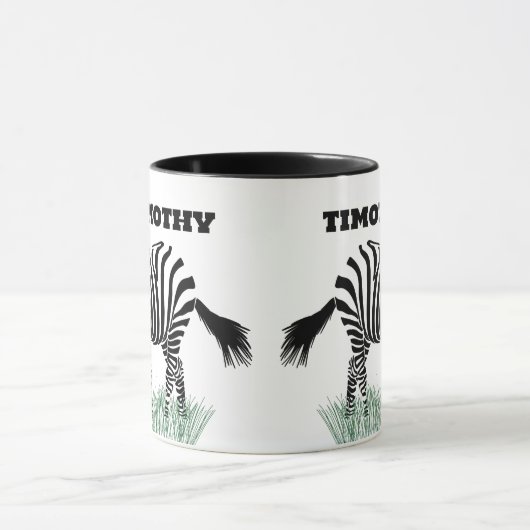 Zebra in de Grass Realistische Illustratie Mok (Midden)