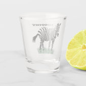 Zebra in de Grass Realistische Illustratie Shot Glas (Achterkant)