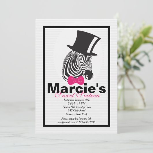 Zebra in de hoogste uitnodiging voor een (Staand voorkant)