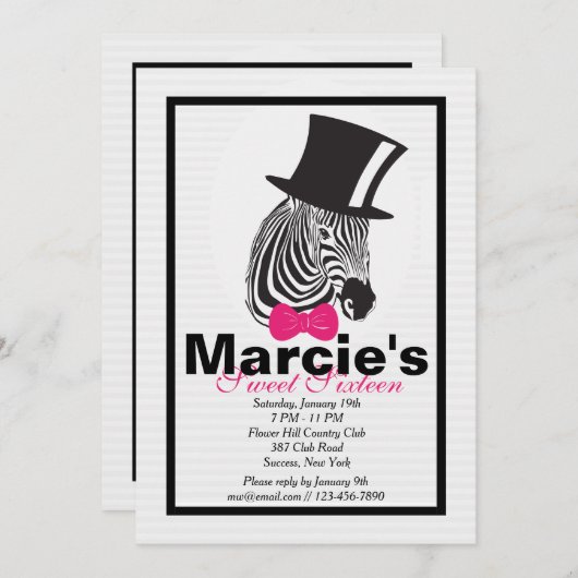 Zebra in de hoogste uitnodiging voor een (Voorkant / Achterkant)