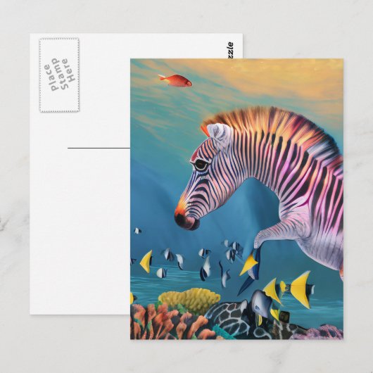 Zebra in de Oceaan Briefkaart (Voorkant / Achterkant)