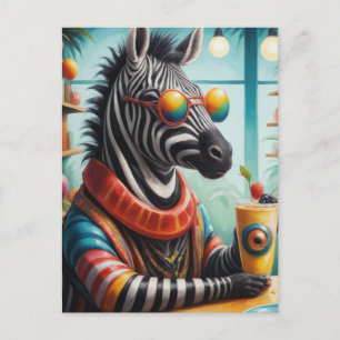 Zebra in de Smoothie Shop Briefkaart