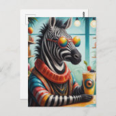 Zebra in de Smoothie Shop Briefkaart (Voorkant / Achterkant)