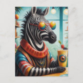 Zebra in de Smoothie Shop Briefkaart (Voorkant)