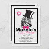 Zebra in de uitnodigingen voor top-haatbank Mitzva (Voorkant / Achterkant)