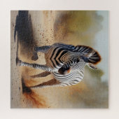 Zebra in de wilde dramatische Sunset Safari Art Legpuzzel (Horizontaal)