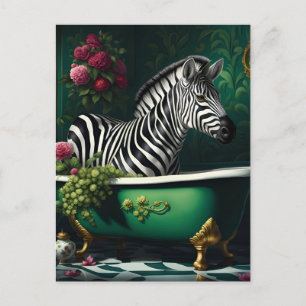 Zebra in een bad briefkaart