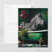 Zebra in een bad briefkaart (Voorkant / Achterkant)