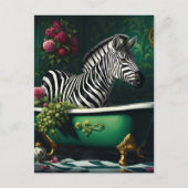 Zebra in een bad briefkaart (Voorkant)