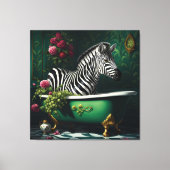 Zebra in een bad canvas afdruk (Voorkant)