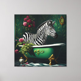 Zebra in een bad canvas afdruk