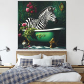 Zebra in een bad canvas afdruk (Insitu (Slaapkamer))
