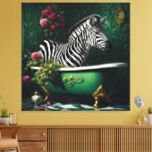 Zebra in een bad canvas afdruk (Insitu (Woonkamer))