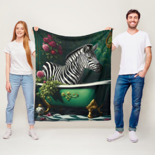 Zebra in een bad fleece deken