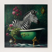 Zebra in een bad legpuzzel (Verticaal)