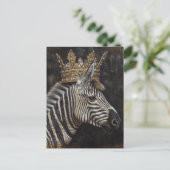 Zebra in een gouden kroon briefkaart (Staand voorkant)