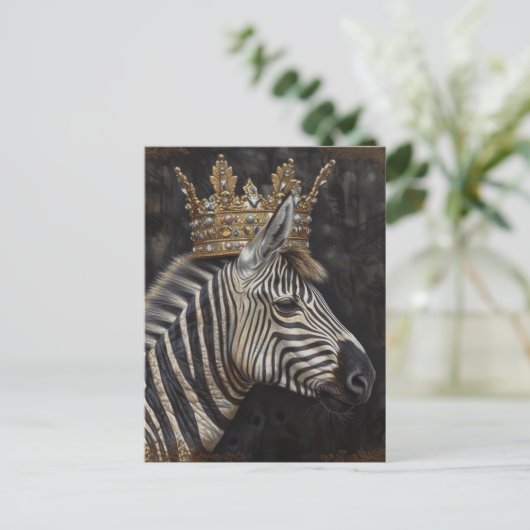 Zebra in een gouden kroon briefkaart (Staand voorkant)