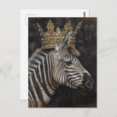 Zebra in een gouden kroon briefkaart (Voorkant / Achterkant)