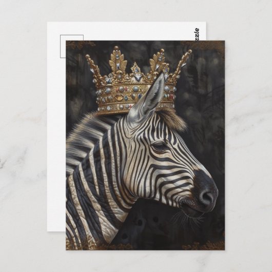 Zebra in een gouden kroon briefkaart (Voorkant / Achterkant)