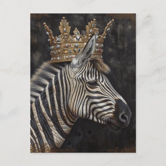 Zebra in een gouden kroon briefkaart (Voorkant)