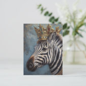 Zebra in een kroon briefkaart (Staand voorkant)
