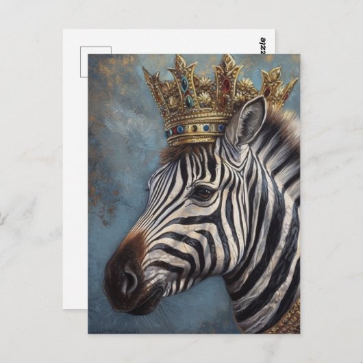 Zebra in een kroon briefkaart (Voorkant / Achterkant)