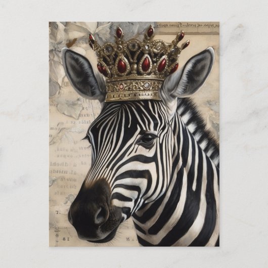 Zebra in een Ruby Crown Briefkaart (Voorkant)