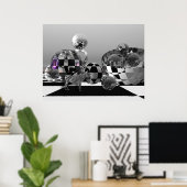 Zebra in een wereld met B&W-sci-fi Poster (Thuiskantoor)