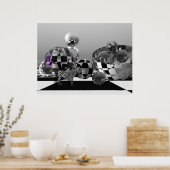 Zebra in een wereld met B&W-sci-fi Poster (Keuken)