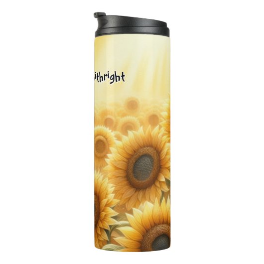 Zebra in een zonnebloemveld thermosbeker (Geroteerd rechts)