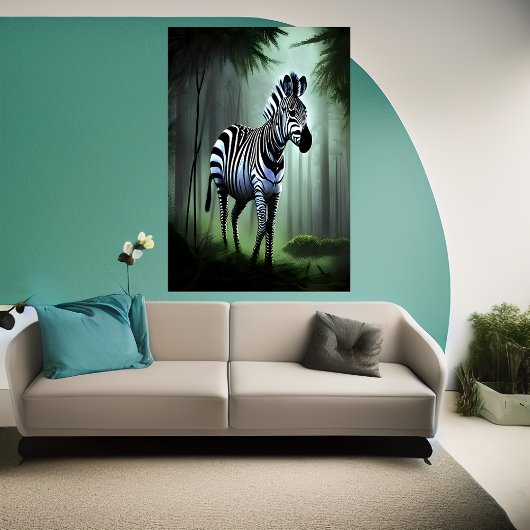 Zebra in het bos | AI Art Poster