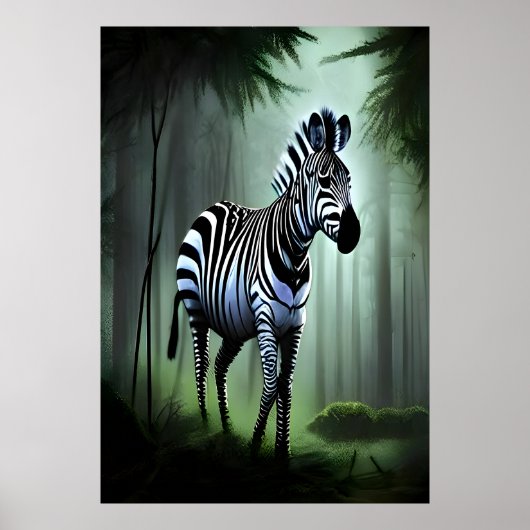 Zebra in het bos | AI Art Poster (Voorkant)