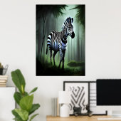 Zebra in het bos | AI Art Poster (Thuiskantoor)