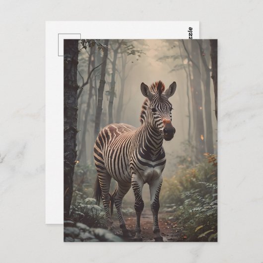 Zebra in het bos briefkaart (Voorkant / Achterkant)