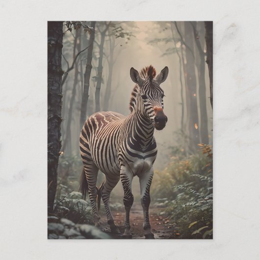 Zebra in het bos briefkaart (Voorkant)