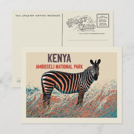 Zebra in het Nationaal Park Amboseli, Kenia Briefkaart (Voorkant / Achterkant)