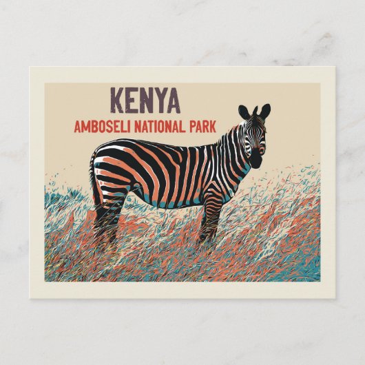 Zebra in het Nationaal Park Amboseli, Kenia Briefkaart (Voorkant)