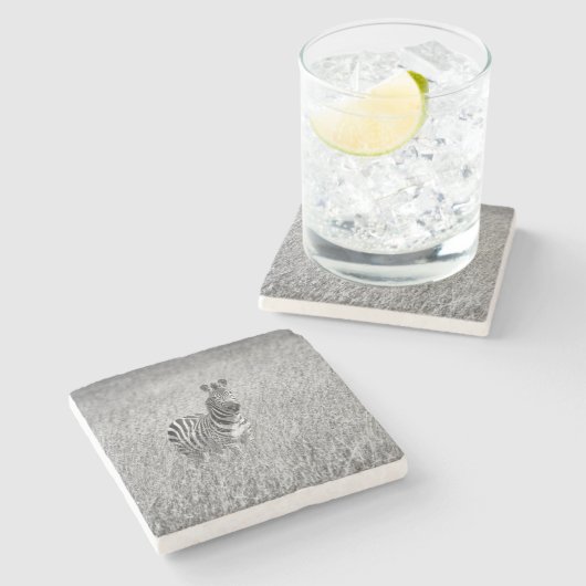 Zebra in high grass stenen onderzetter (Zijkant)