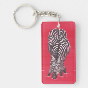 Zebra in rode Sleutelhanger