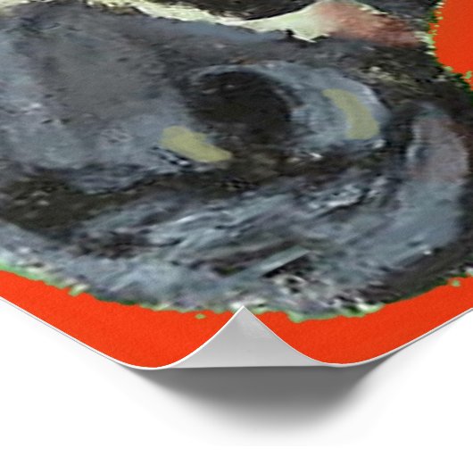 zebra in rood - poster (Hoek)