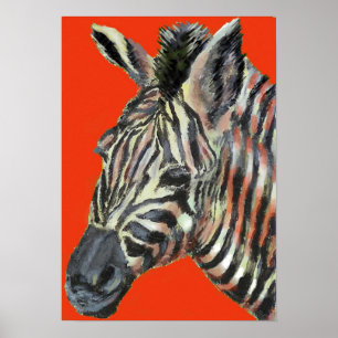 zebra in rood - poster