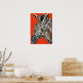 zebra in rood - poster (Keuken)
