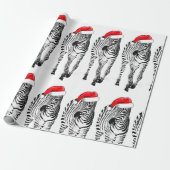 Zebra in Santa wrapping paper Cadeaupapier (Uitgerold)