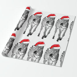 Zebra in Santa wrapping paper Cadeaupapier